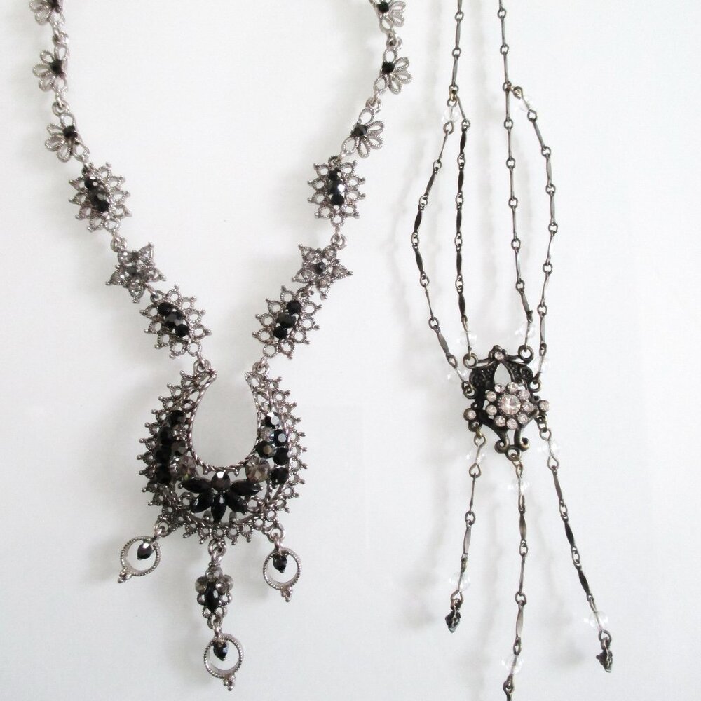 2 Necklaces Renaissance Goth Style Black